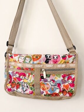 tokidoki Beige Strap Multicolor Character Print Crossbody Bag